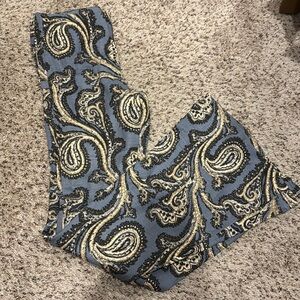 Free People Blue and Cream Paisley Flare Jeans